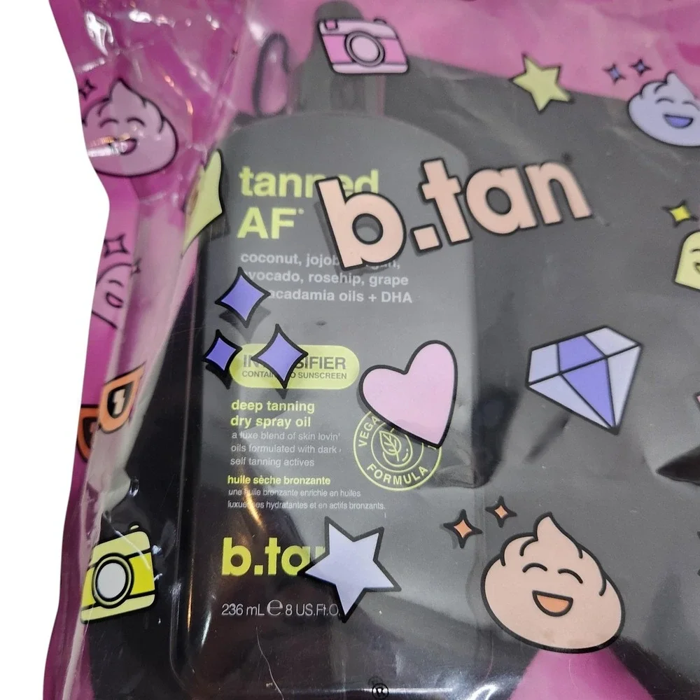 B.tan Tanned AF Deep Tanning Dry Spray Oil Intensifier Mitt Set Vegan